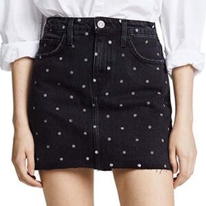 NWT Current/Elliott Polka Dot Raw Hem Denim Skirt